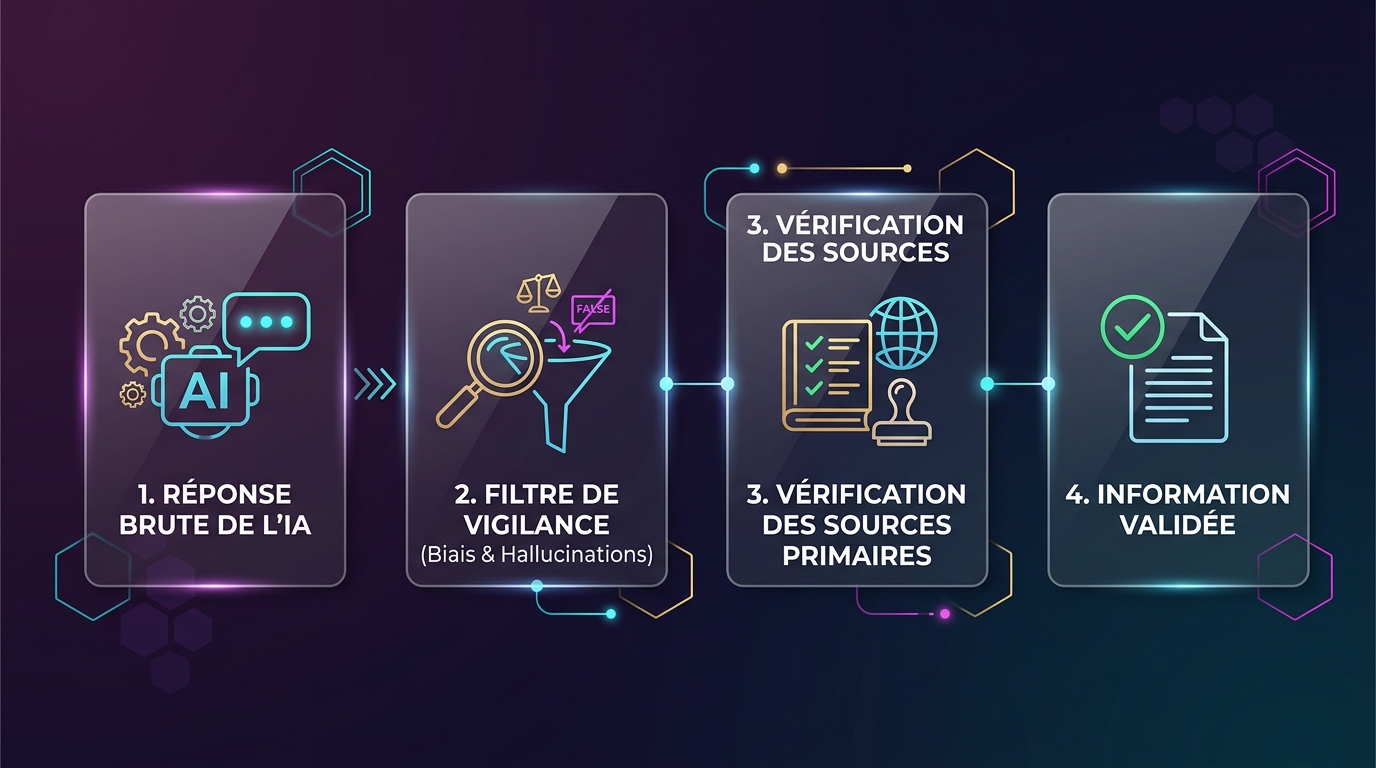 Triangle de vérification : Source primaire, Recherche inversée et Croisement latéral de l'information