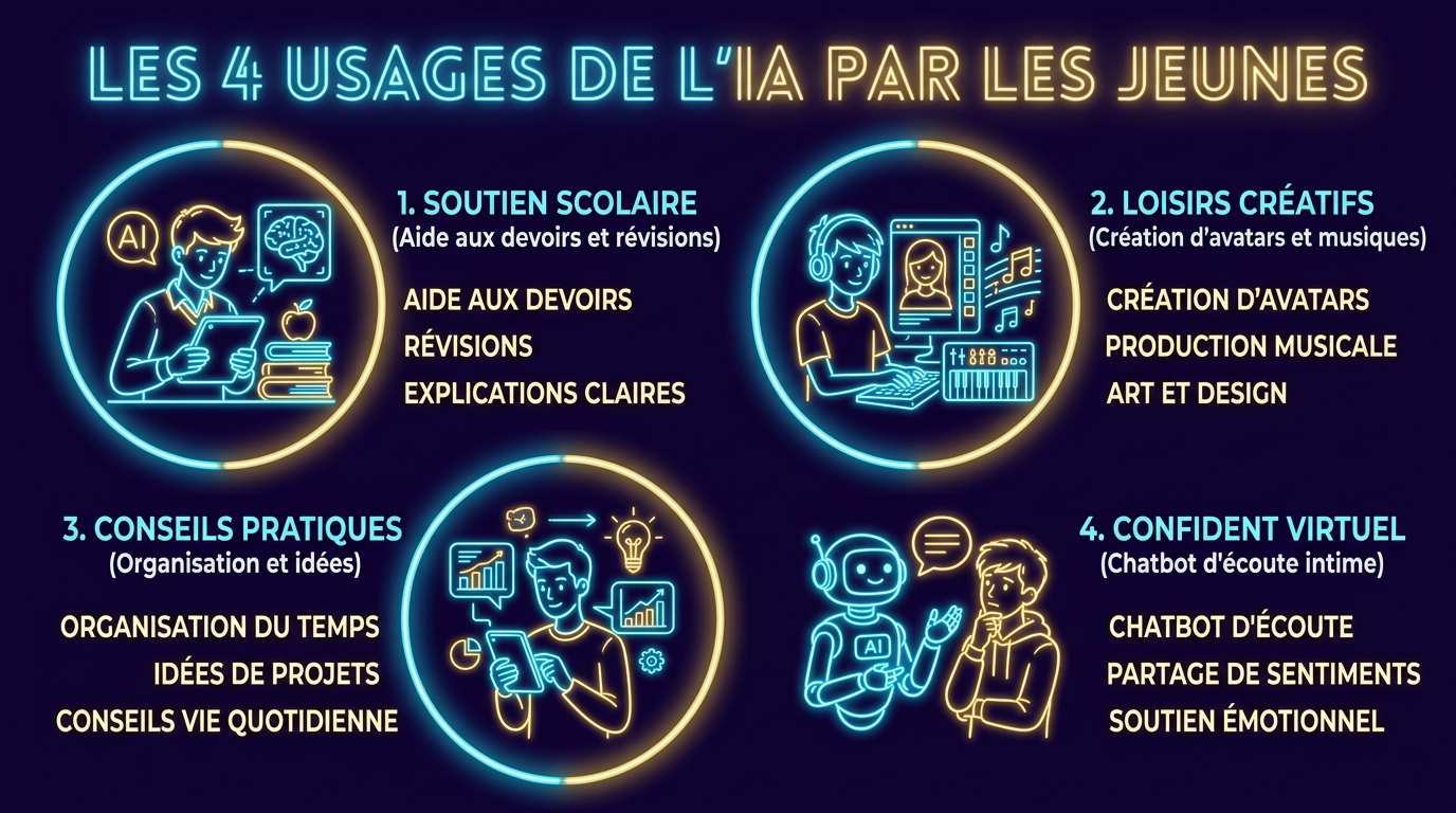 Les 4 usages réels de l'IA par les jeunes