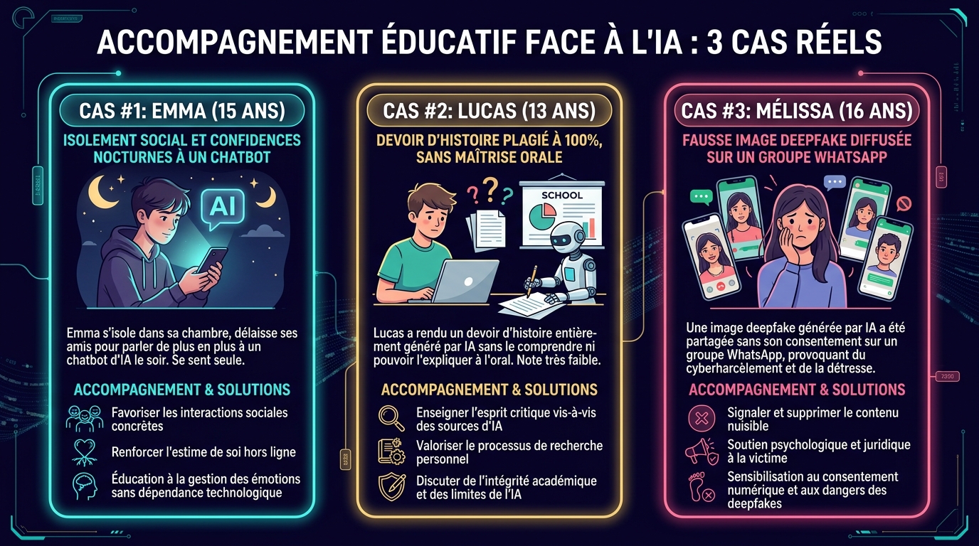 Accompagnement éducatif face à l'IA : 3 cas réels